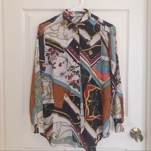 Zara Basic Bold Print Shirt Blouse Made in Spain